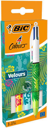 BOLIGRAFO BIC 4C VELOURS BLISTER 3 DISEÑOS NUEVOS | 1 UNIDADES | (BIC)